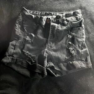 black jean shorts